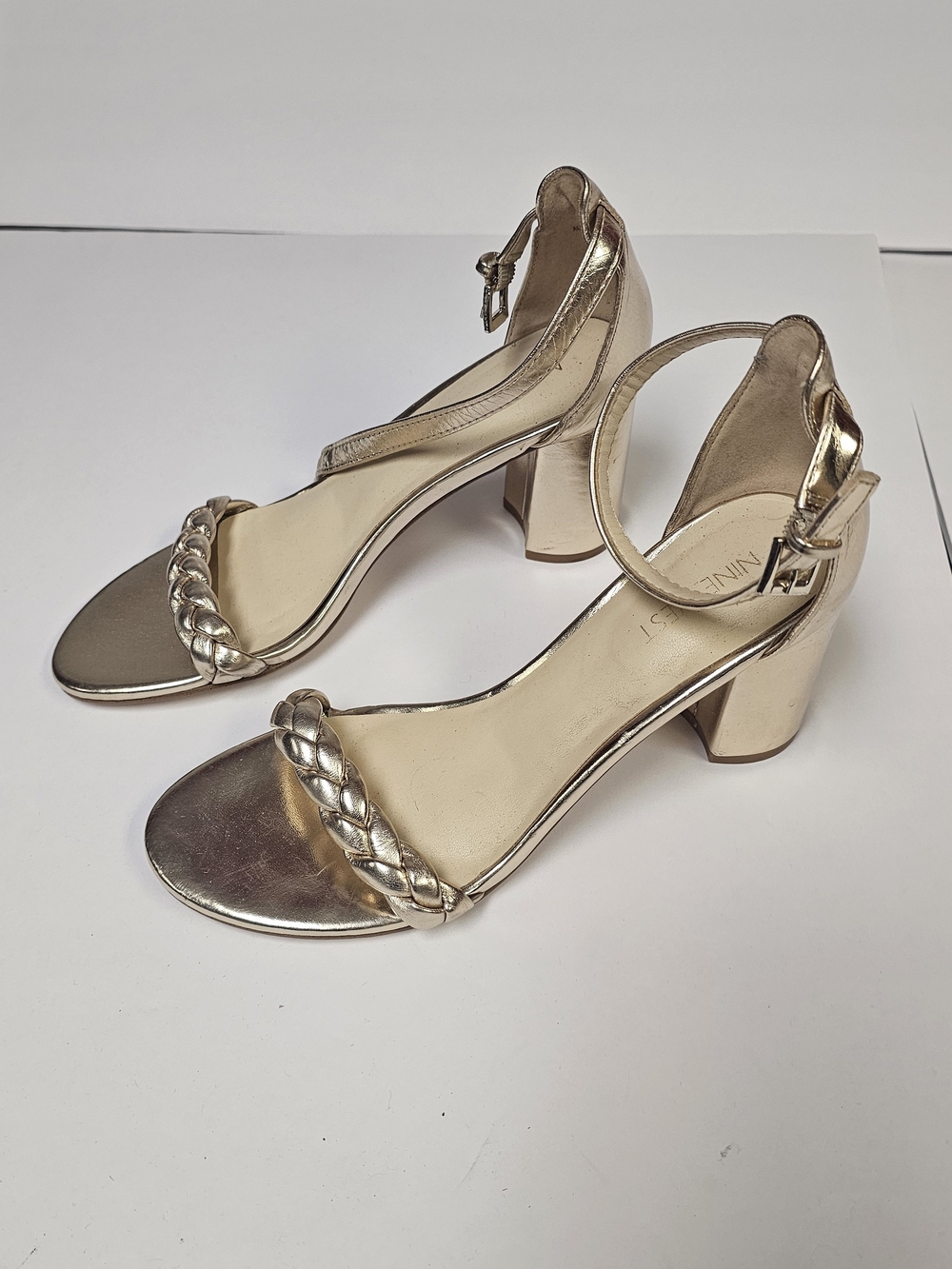 Nine West Gold Braided Strap Ankle‑Strap Sandals - Picture 3 of 5